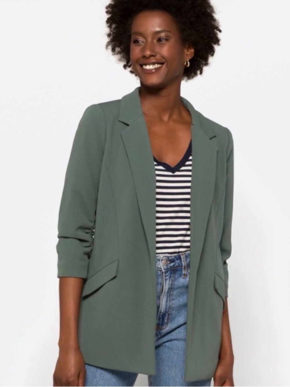 Skies Are Blue Olive Green Relaxed Blazer